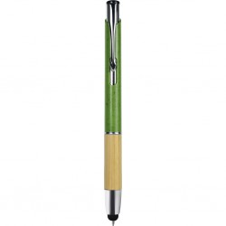 Penna A Sfera Con Touch Screen In Paglia Di Grano+Abs, Bamboo E Metallo Personalizzato B11273V Verde