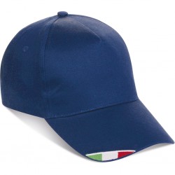 Cappellino 5 Pannelli Con Bandiera Italiana In 100% Cotone Personalizzato K18140BL