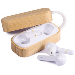 Auricolari Bluetooth Tws In Bambù E Plastica Personalizzato M20048